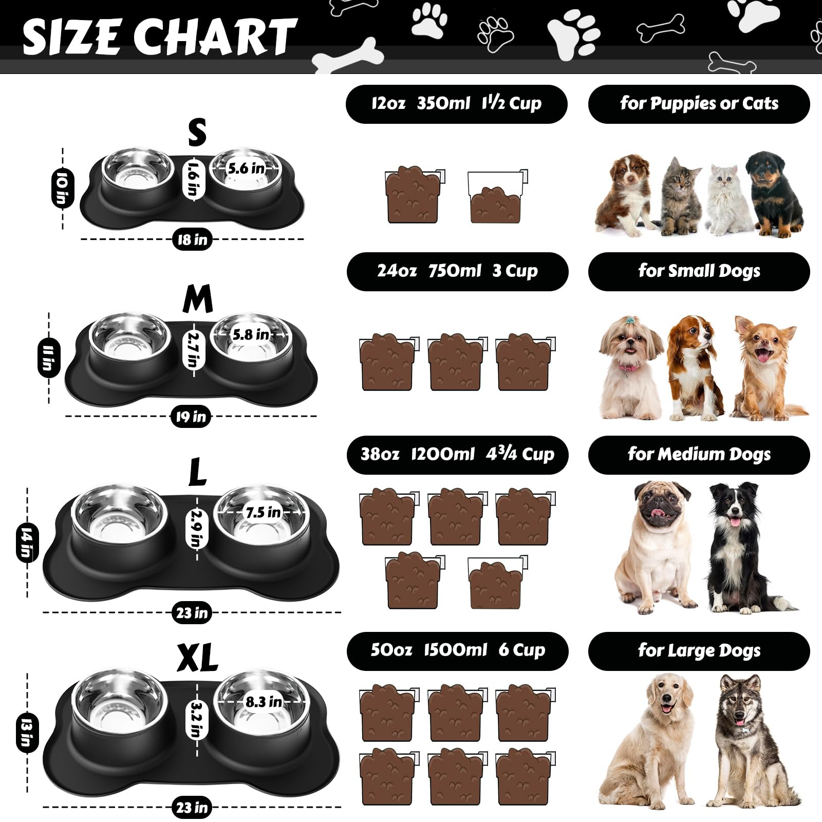AsFrost small-size dog bowls ideal for tiny dogs and cats at mealtime.