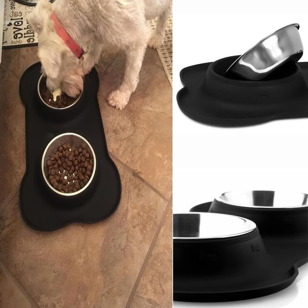 AsFrost extra-large two-bowl set with 6 cups total capacity for multi-pet homes.