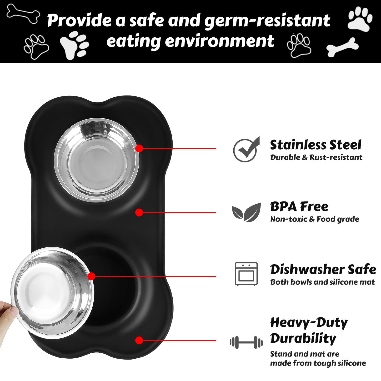 AsFrost juego doble para comida y agua, ideal para mascotas con comedores activos.