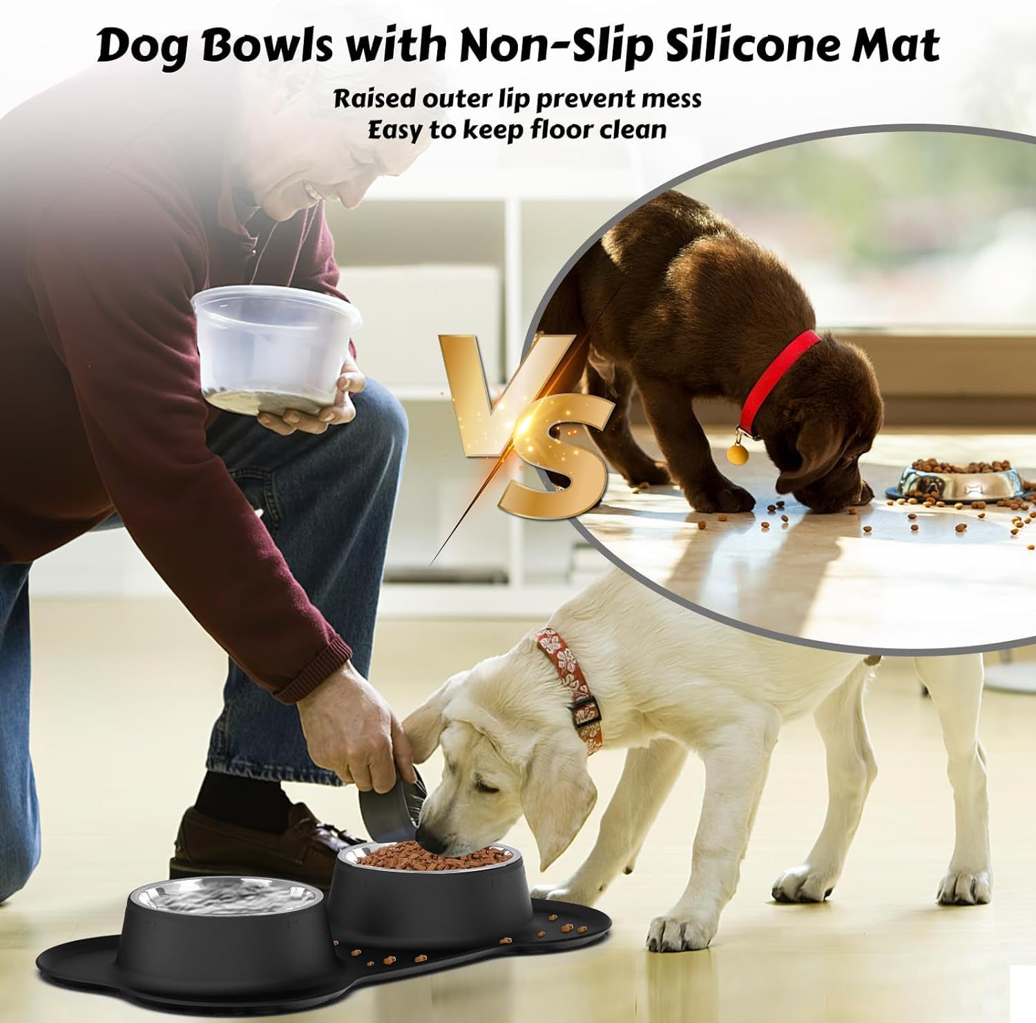 AsFrost dual bowls set for food and water keeps feeding tidy.