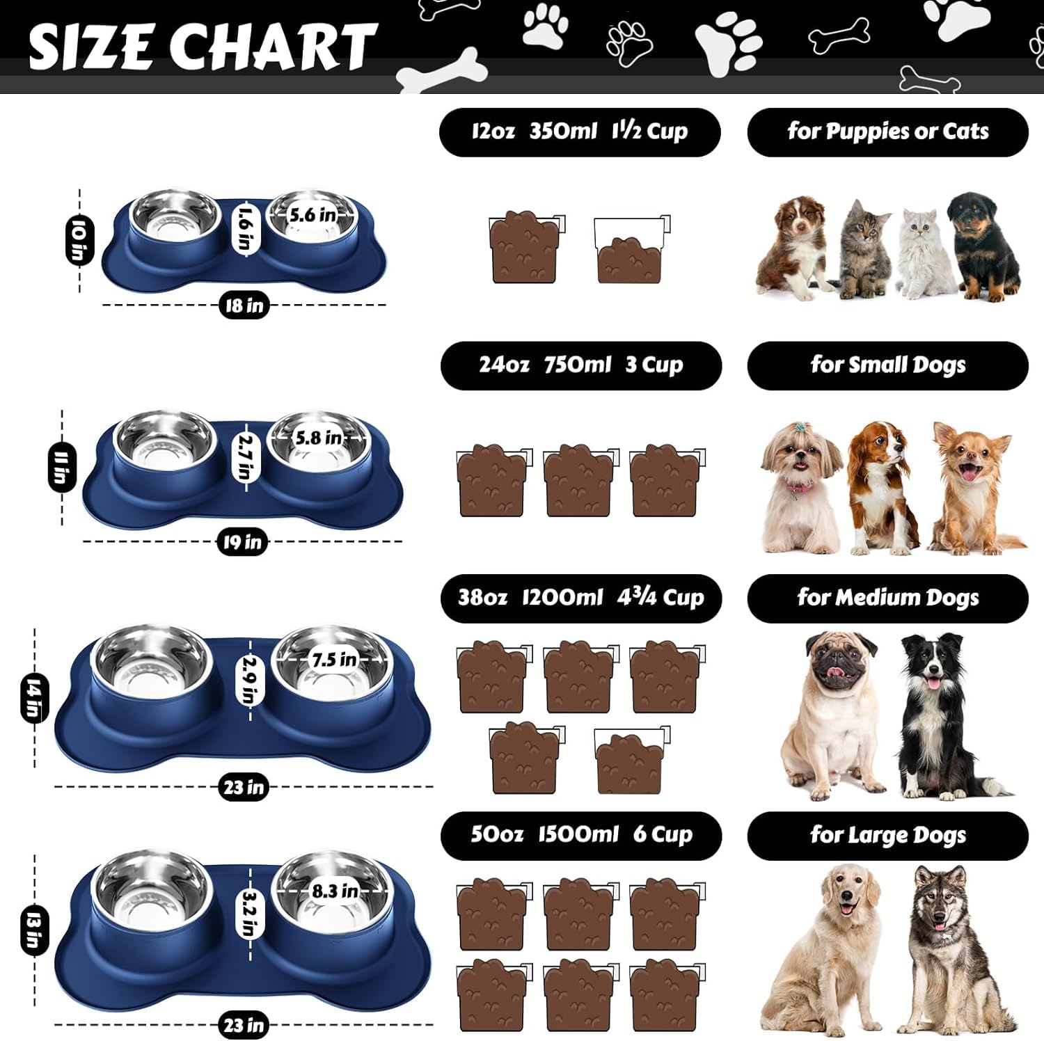 AsFrost large-stand bowls suit medium to large dogs at mealtime.