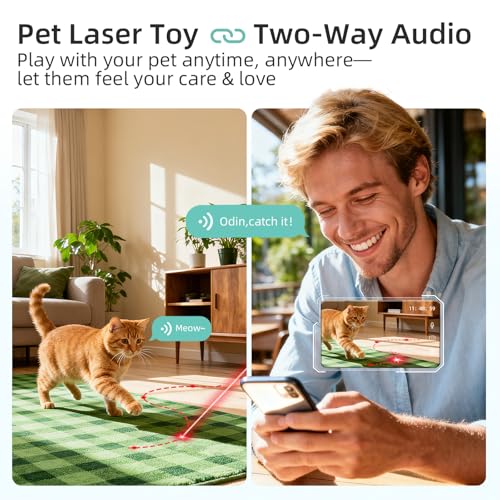 ASFSKY Pet Camera 2K auto-tracking captures your cat mid-leap for precious moments