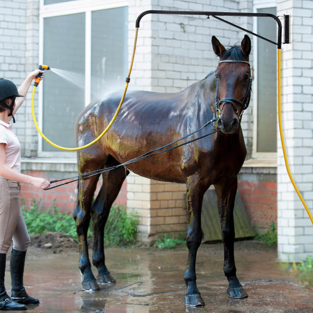 AshKiz easy-install hose boom fits standard garden hoses for quick setup.