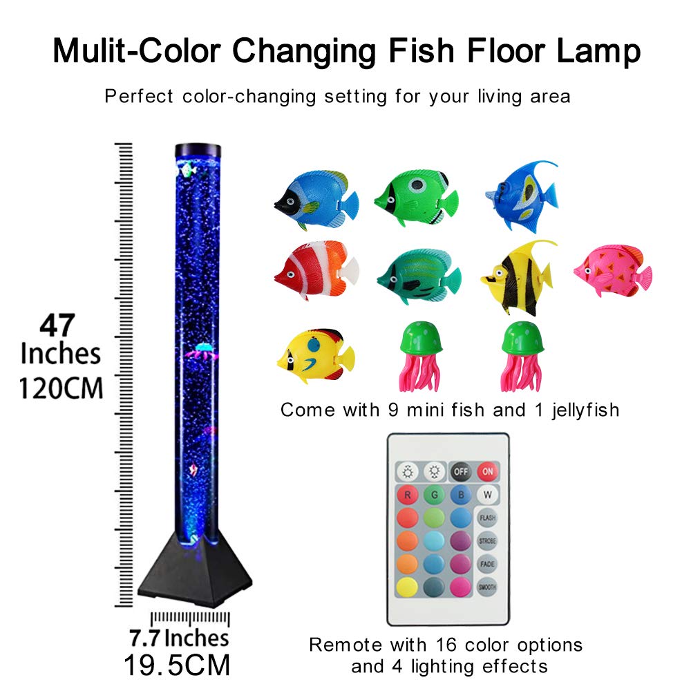 Asifu bubble tube night light creates a soothing bedroom ambience.