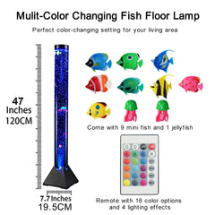 Asifu bubble tube night light creates a soothing bedroom ambience.