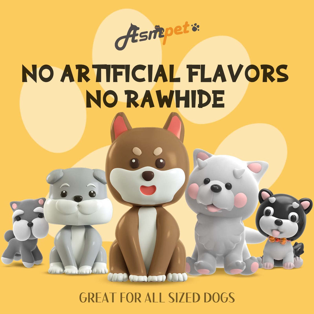ASMPET all-sizes-dogs reward image shows treats suitable for dogs of any size