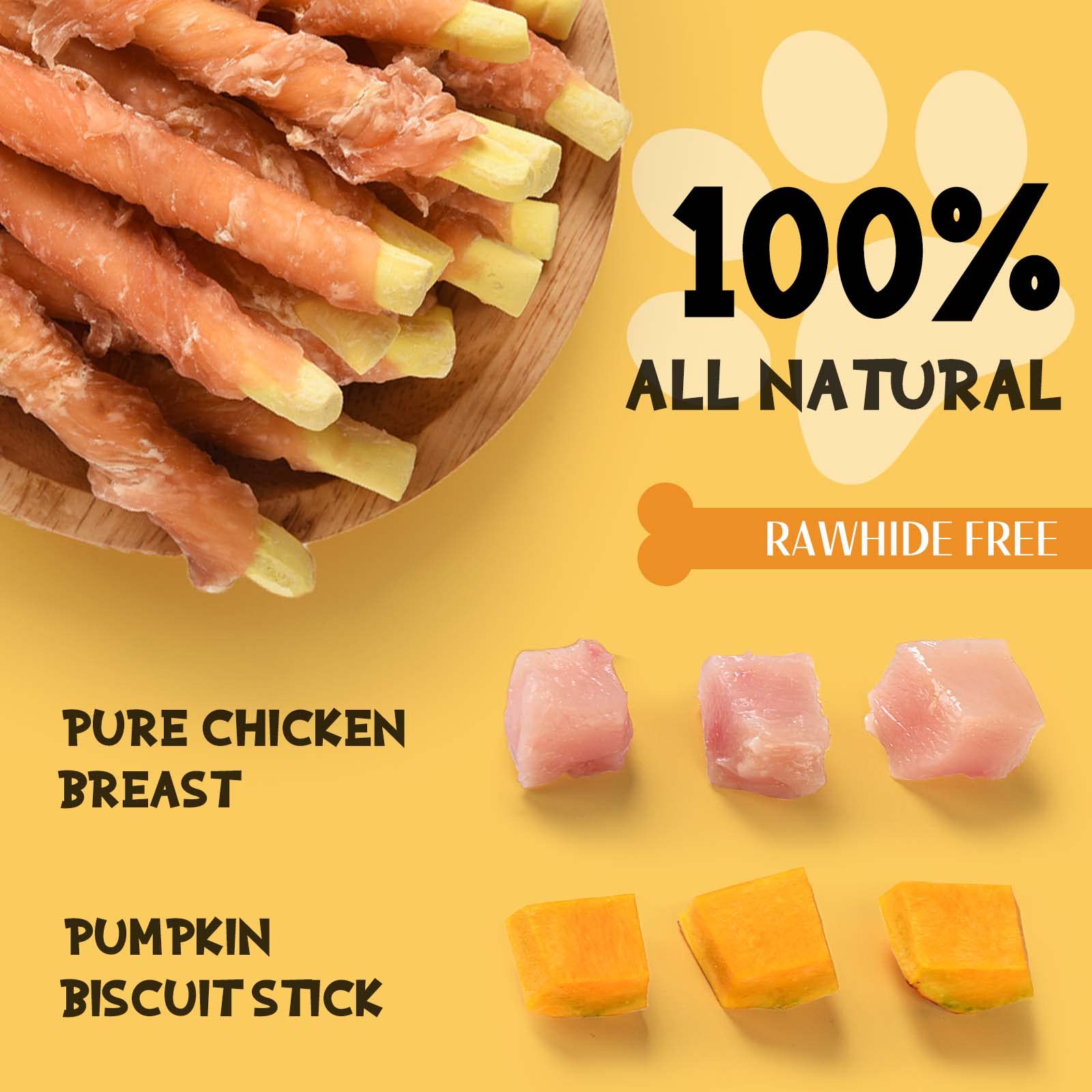 ASMPET chicken-wrapped pumpkin biscuits closeup highlights protein and pumpkin vitamins