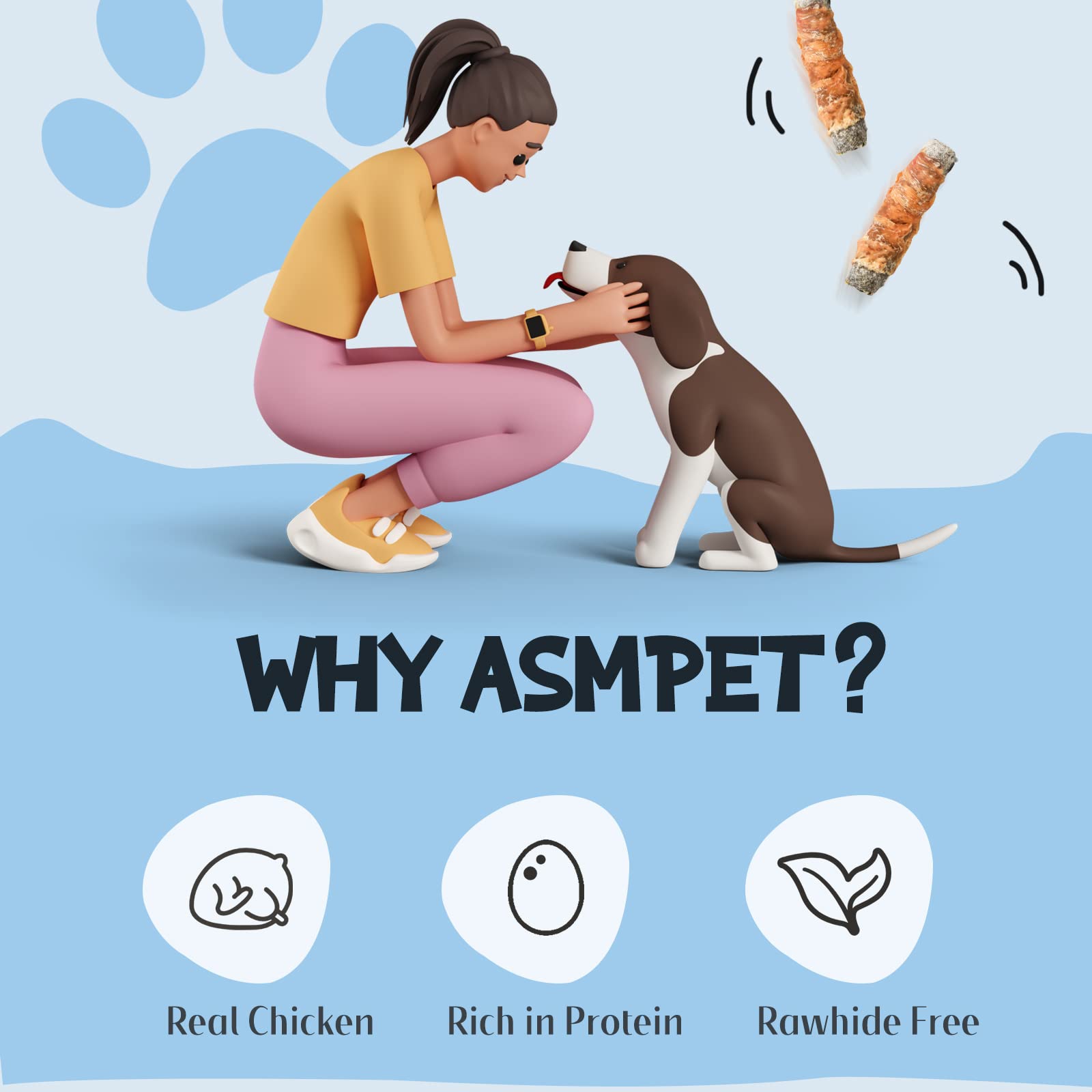 ASMPET dog cod skin treats rawhide-free option supports safe chewing and digestion