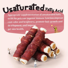 ASMPET duck-wrapped rawhide sweet-potato-stick close-up shows real ingredients