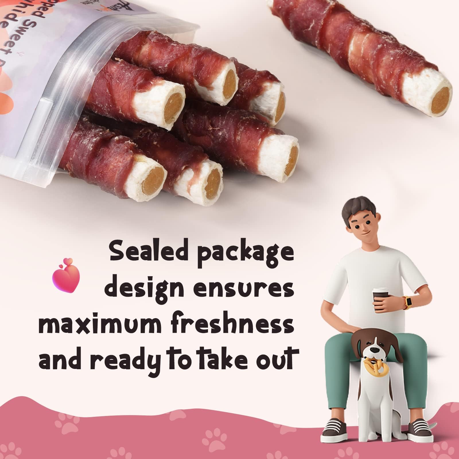 ASMPET duck-wrapped rawhide sweet-potato-stick no artificial ingredients