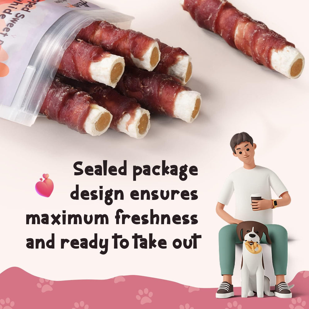 ASMPET duck-wrapped rawhide sweet-potato-stick no artificial ingredients