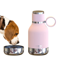 Asobu Buddy Bottle pink water bottle with removable dog water bowl for easy pet hydration on the go.