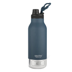 Close-up of stainless steel finish on Asobu Barky Bottle showing durable, BPA-free construction.
