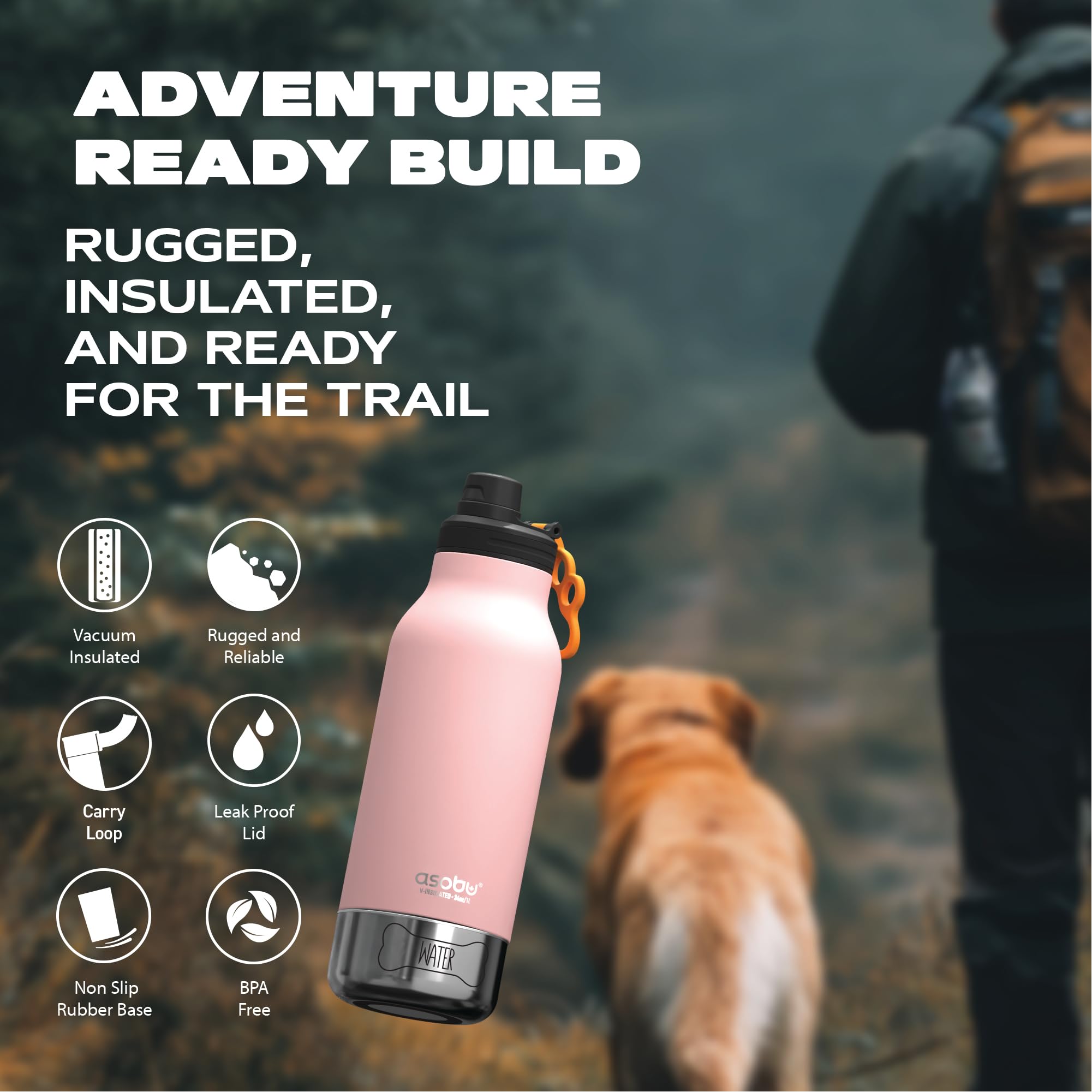 Asobu Dog Barky Bottle leak-proof design helps prevent spills outdoors.