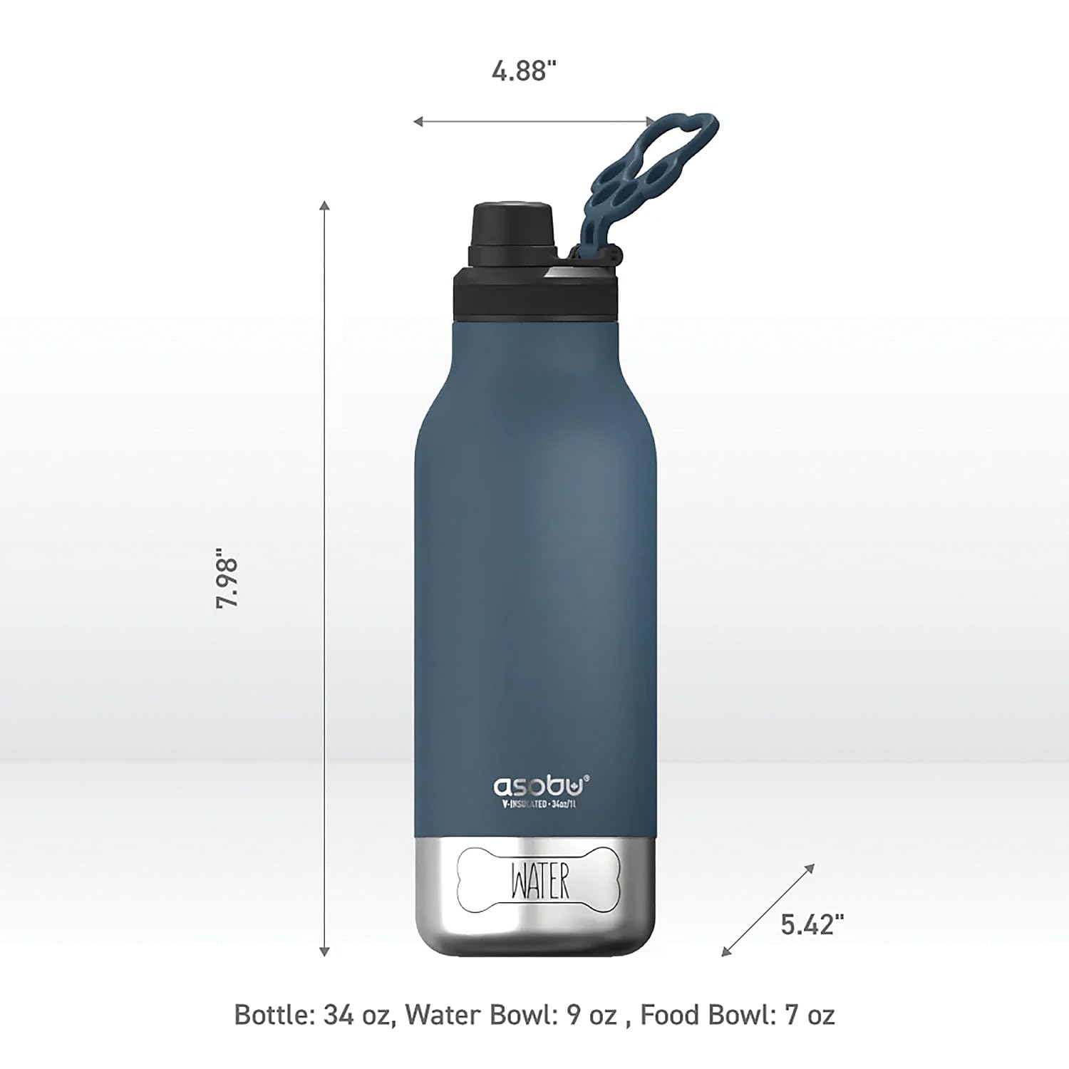 Bottom food bowl on the Asobu Barky Bottle for pet snacks during adventures.