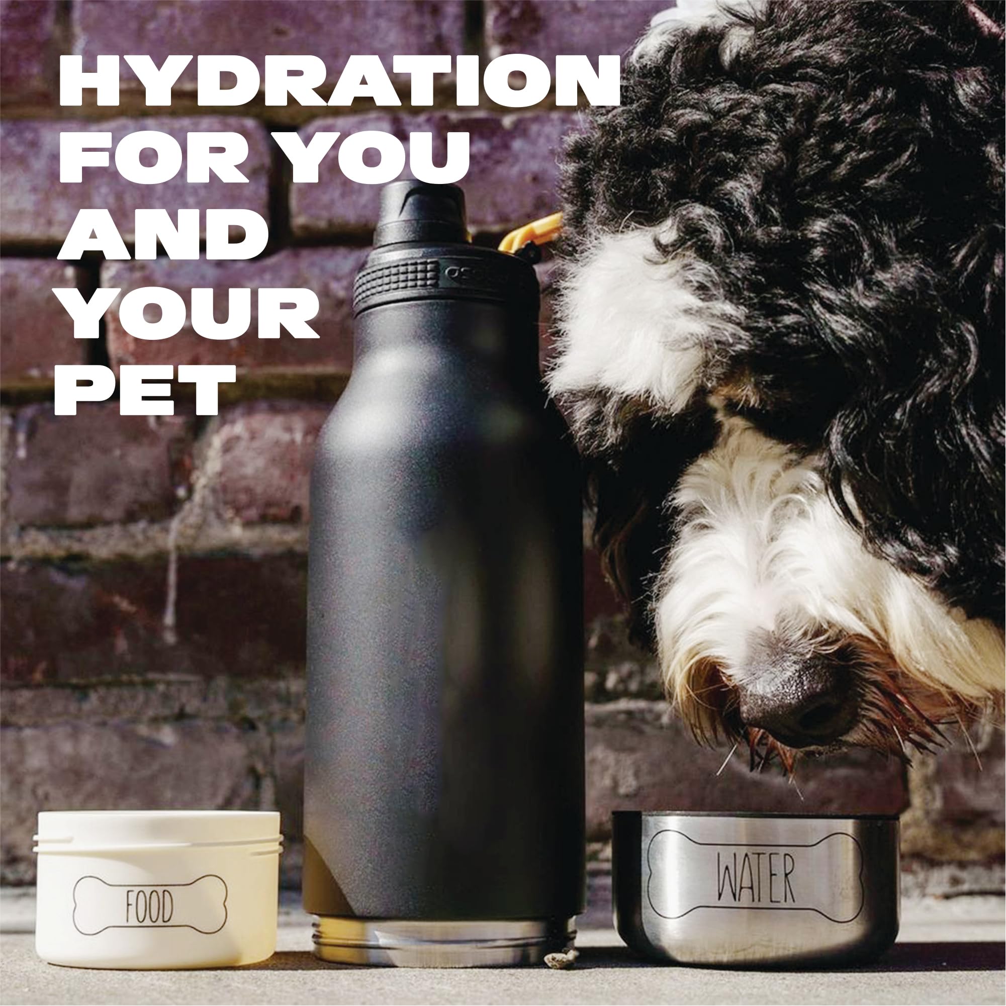 Top water bowl attachment on the Asobu Barky Bottle for quick sipping during hikes.