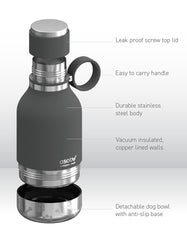 Asobu easy-grip handle aids carrying bottle, leash, and phone on walks.