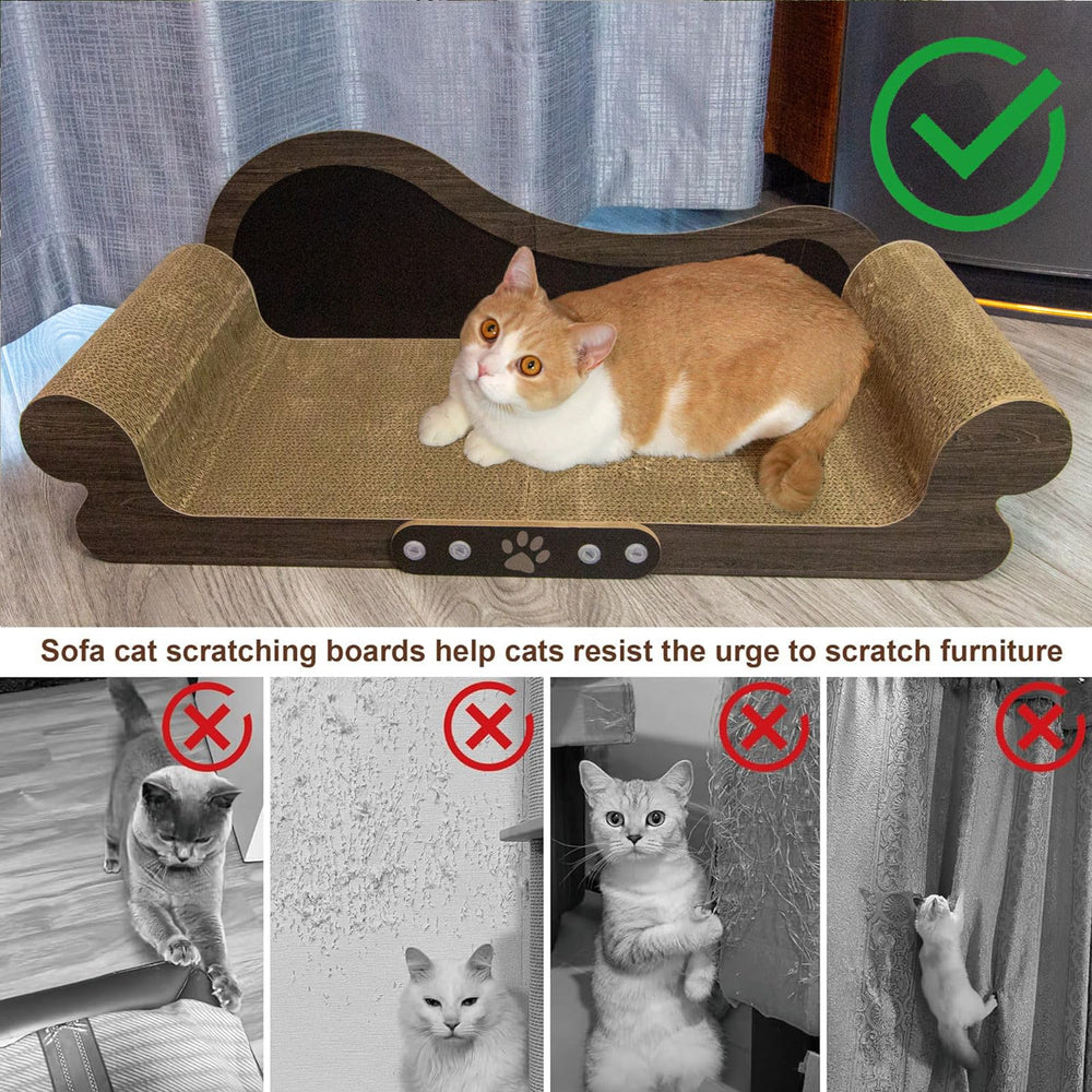 Asou cat scratcher couch close-up cardboard shows thick safe construction.