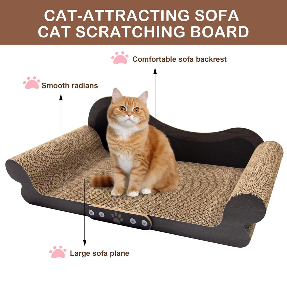 Asou cat scratcher couch side view highlights robust paneling for scratching.