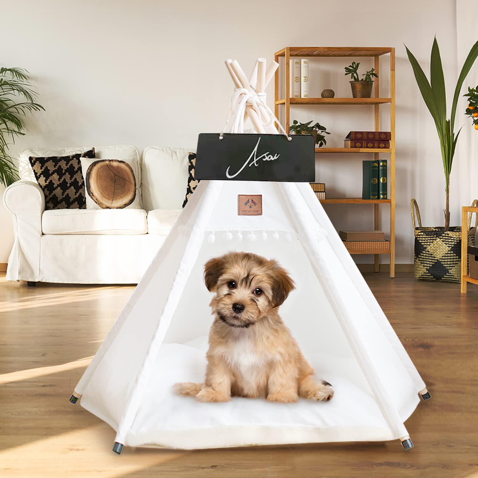 Asou dog-teepee thick cushion creates a cozy resting spot for pets.