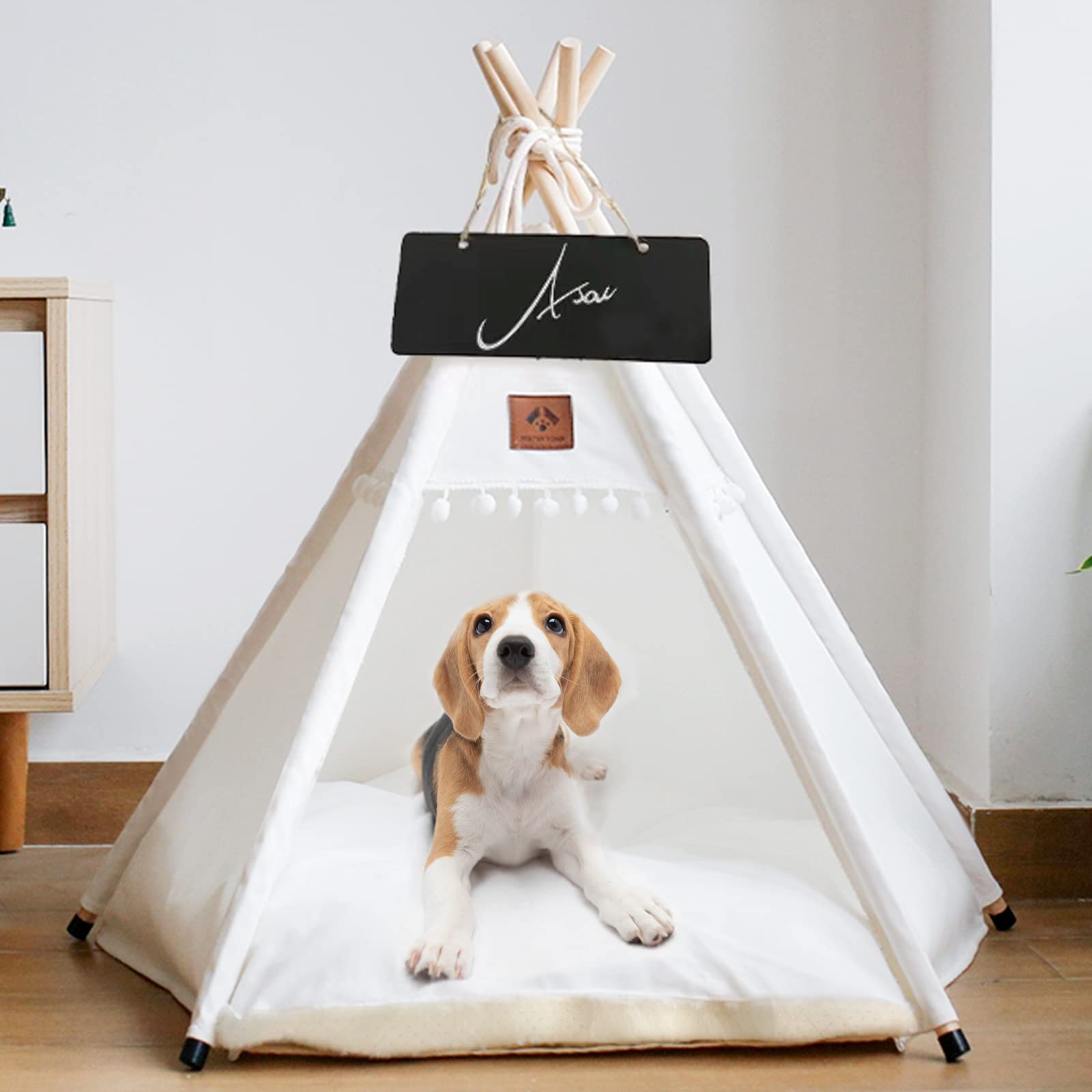 Asou dog-teepee wood frame demonstrates sturdy shelter for small pets.