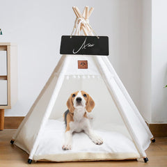 Asou dog-teepee wood frame demonstrates sturdy shelter for small pets.