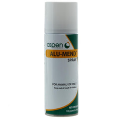 Aspen Veterinary Resources Alu-Mend spray-on bandage being applied for breathable wound protection.