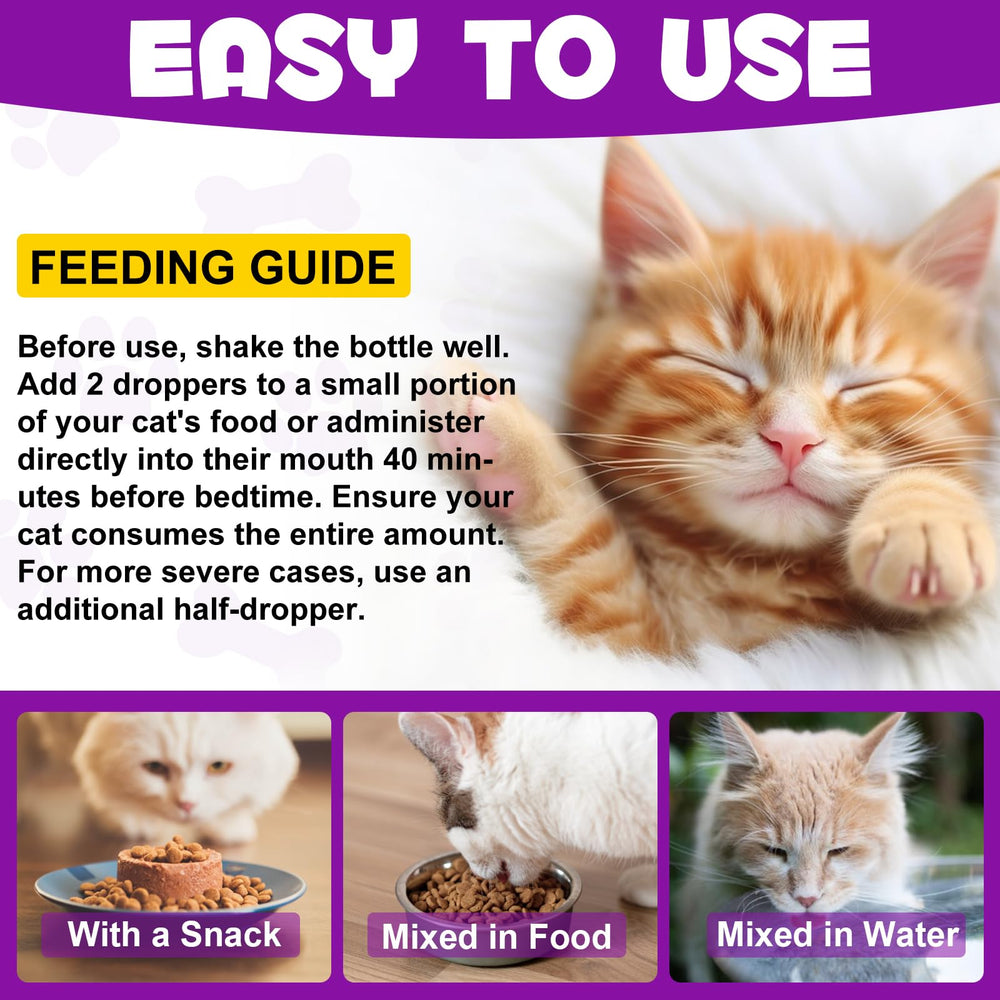 Asusxcli melatonin cats tincture dropper illustrates simple mixing with food.