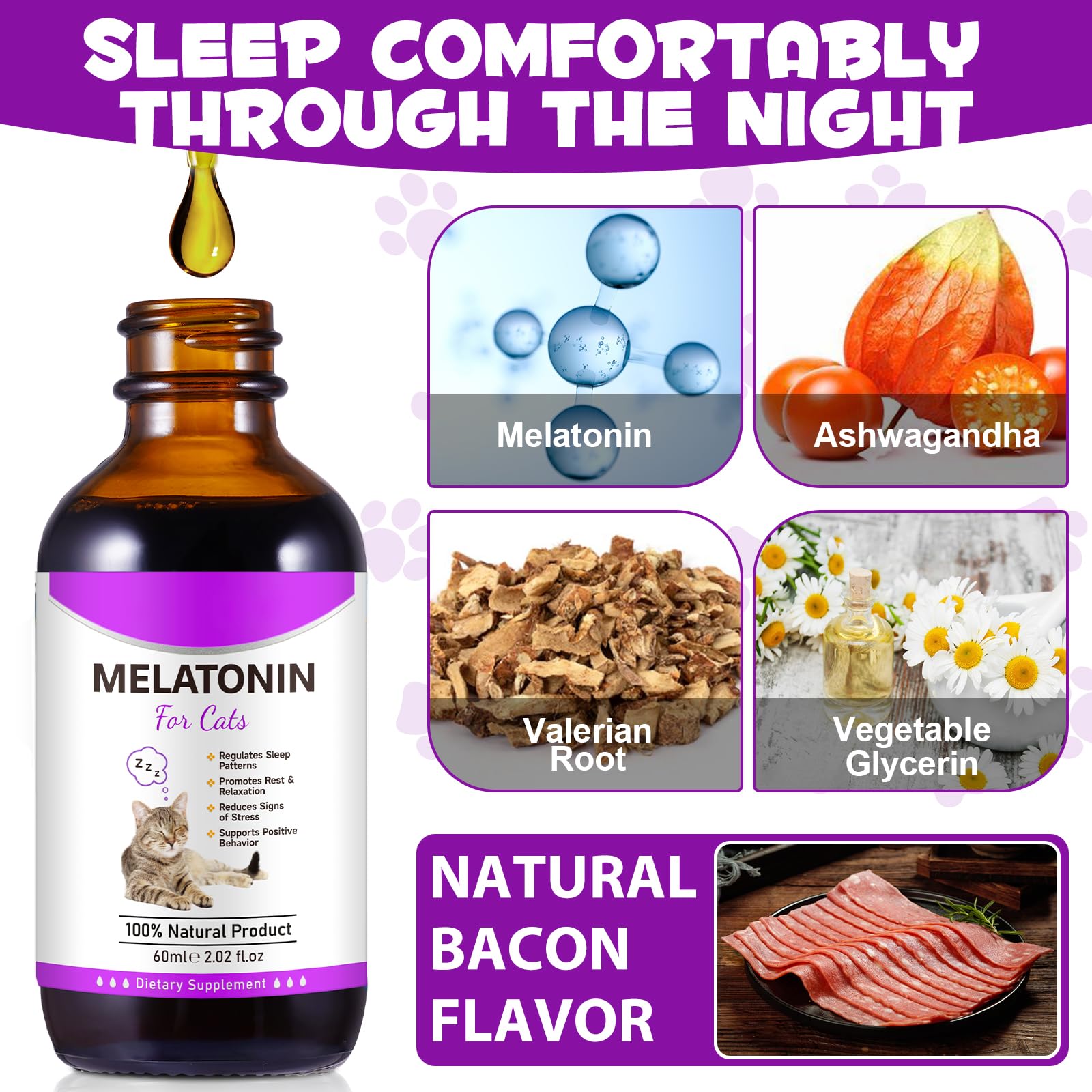Asusxcli melatonin for cats packaging hero demonstrates travel-friendly calming option.