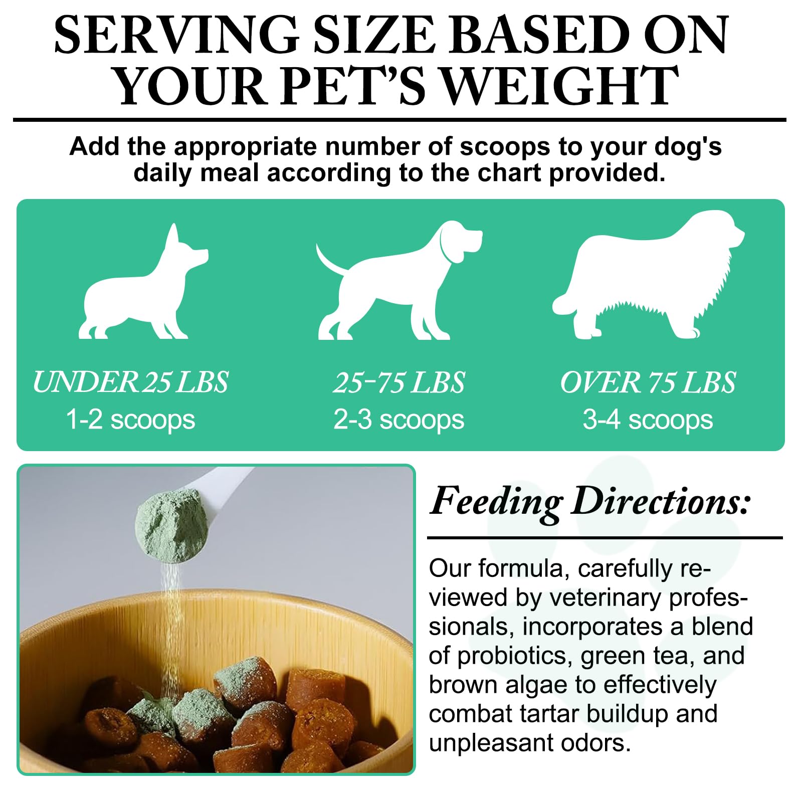 asusxcli pet dental powder in bowl ready to mix with meals for fresh breath