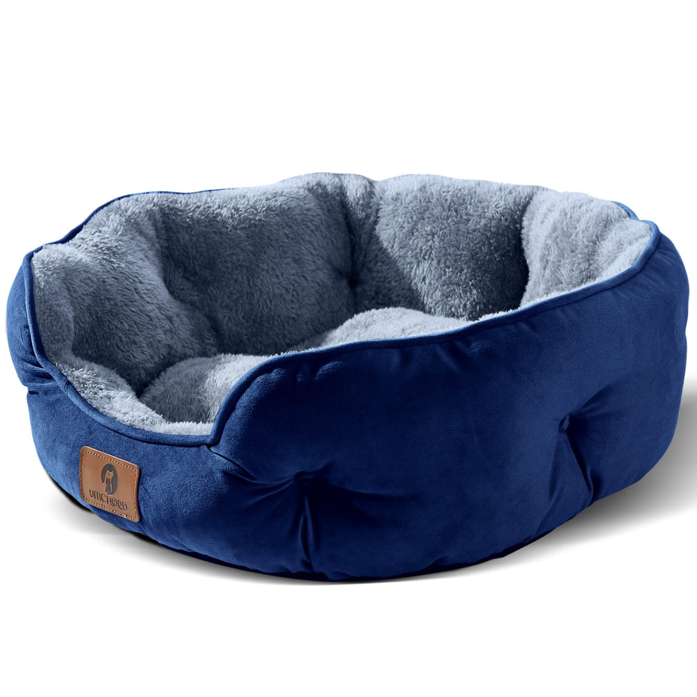 Asvin 25inch blue sherpa fleece bed for cozy naps