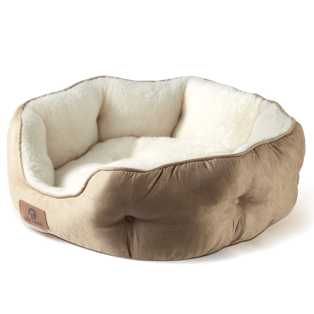 Asvin medium dog bed with soft Sherpa fleece for cozy naps