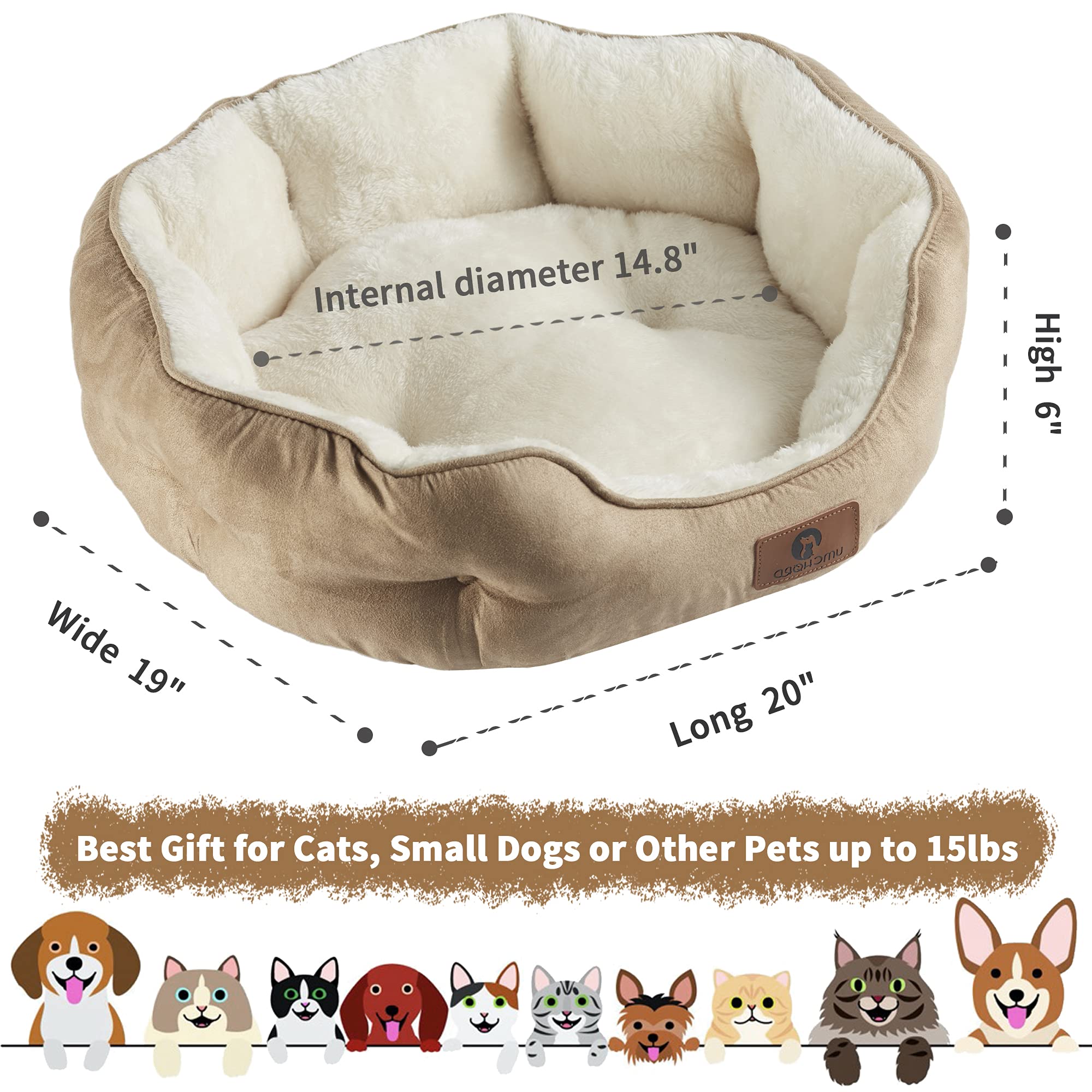 Asvin small dog bed anti-slip bottom keeps bed in place
