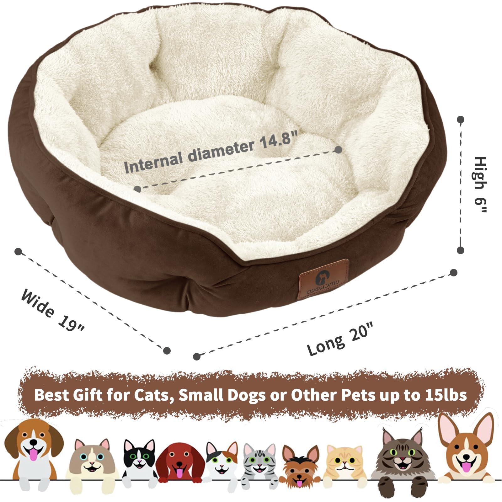 Asvin small dog bed anti-slip bottom keeps it in place on slick floors.