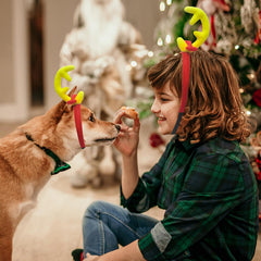 ATAMET plush yellow antlers detail—soft, comfortable wear for long party sessions.