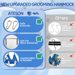 ATESON dog grooming hammock set helps calm dogs during home grooming sessions