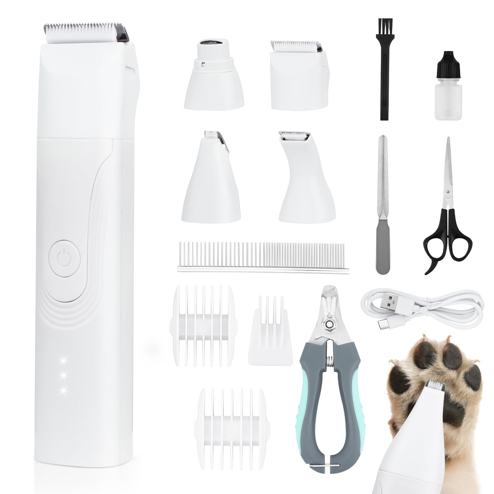 ATESON dog grooming kit quiet-trimmer; whisper-quiet operation for calm grooming sessions.