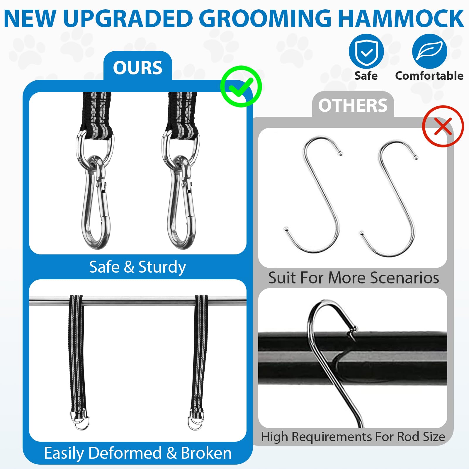 ATESON pet grooming hammock soft material closeup highlighting breathable mesh and cushioned edges for comfort.