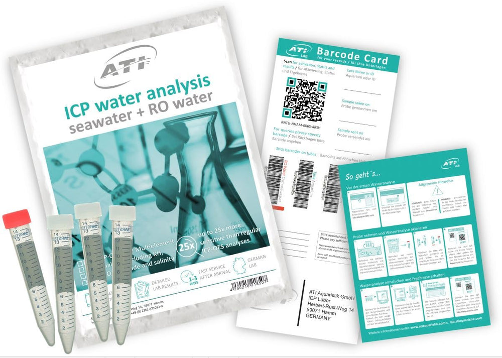 ATI ICP-OES Complete Saltwater Test Kit main dashboard displaying precise element readings for reliable dosing.