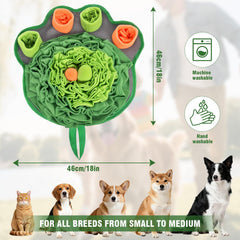 Atiansen Snuffle Mat center squeaker drives interactive play and sniffing in green
