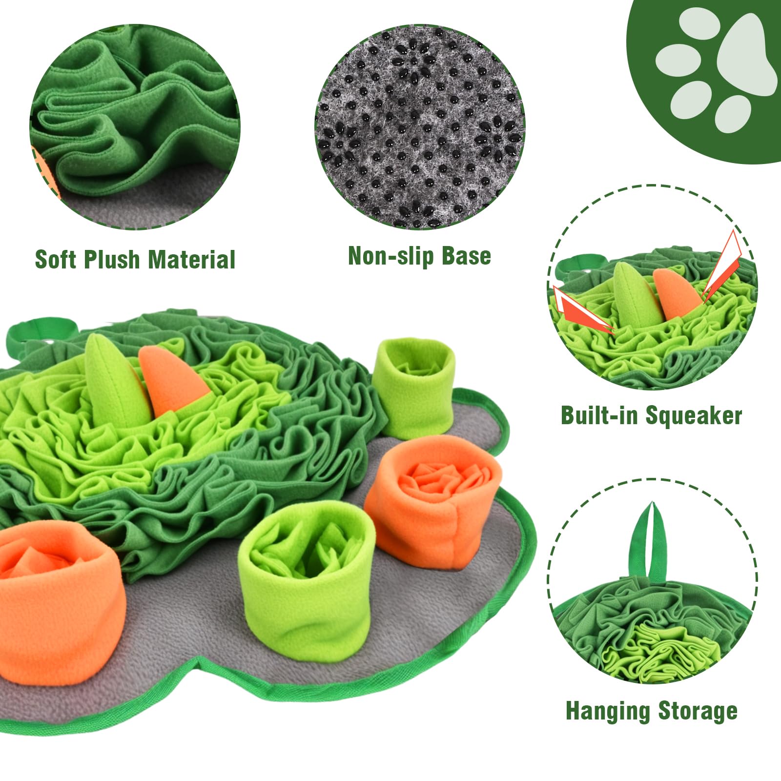 Atiansen Snuffle Mat non-slip base keeps the mat steady during play
