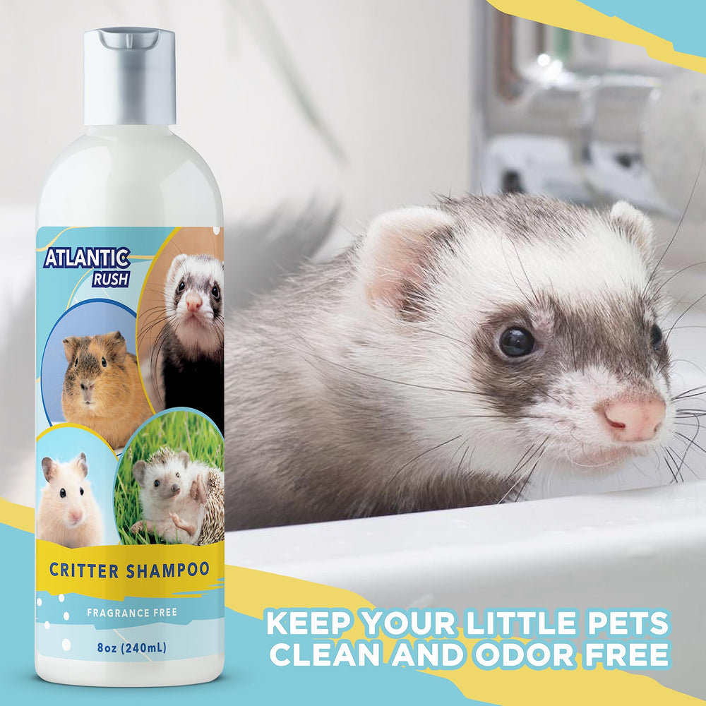 Atlantic Rush Critter Shampoo packaging on shelf as fragrance-free option for sensitive pets