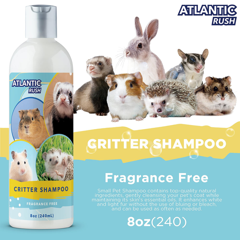 Atlantic Rush Critter Shampoo small pet bath time scene demonstrating gentle cleansing