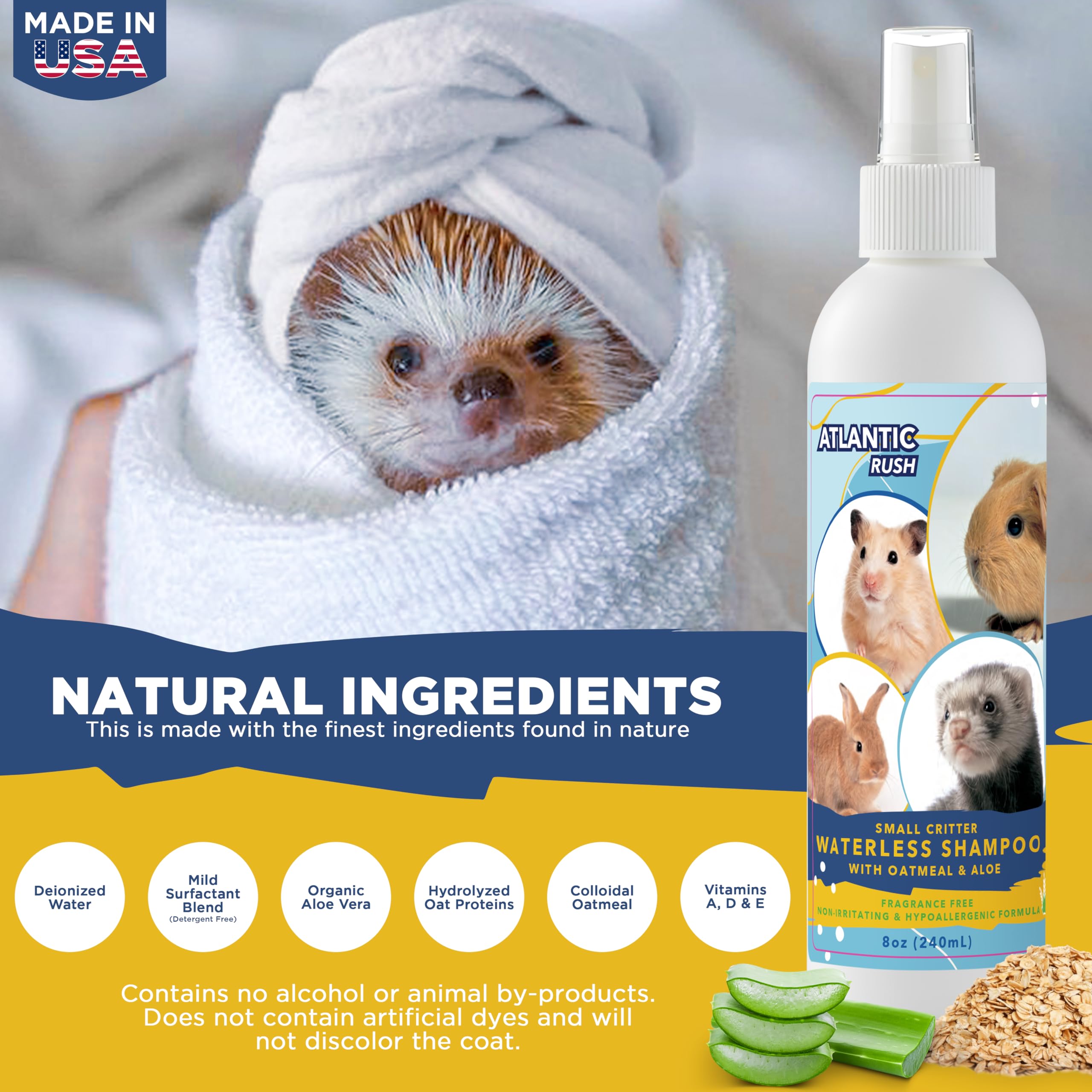Atlantic Rush care routine with soft fur after no-rinse wash