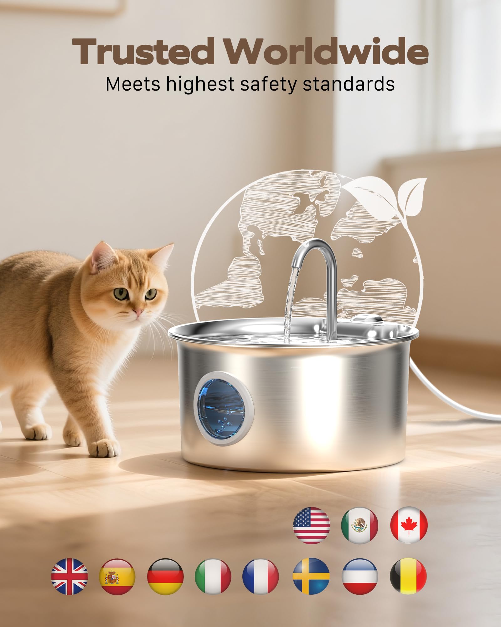 ATMZIQXR 88oz capacity with visible water flow for everyday pet hydration.