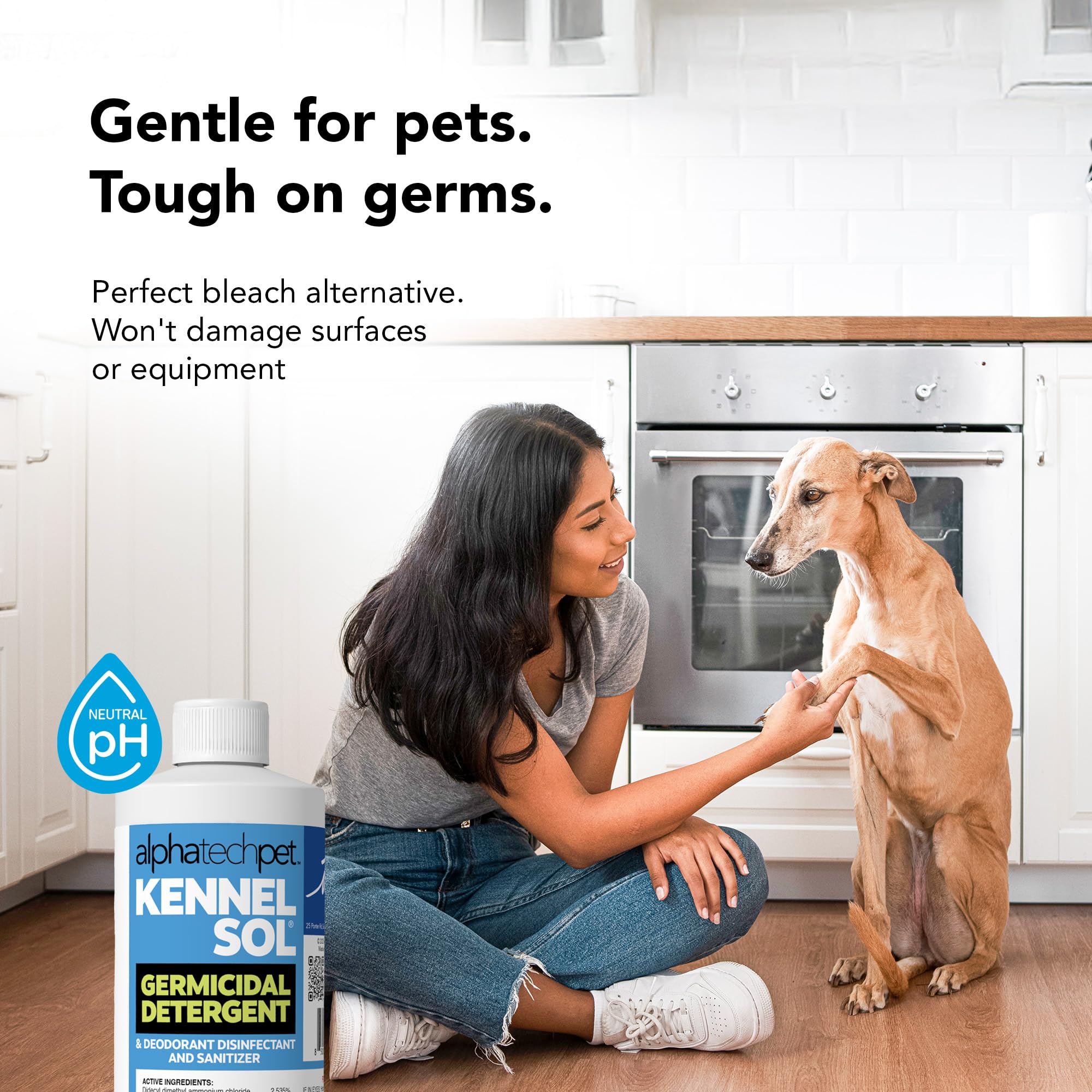 ATP KennelSol-3in1-cleaner illustrating one-step cleaning, disinfecting, deodorizing.