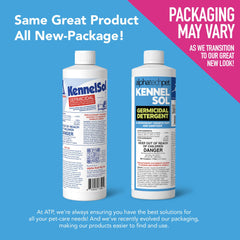 ATP KennelSol-dilution-instructions guiding quick, ready-to-use disinfecting for surfaces.