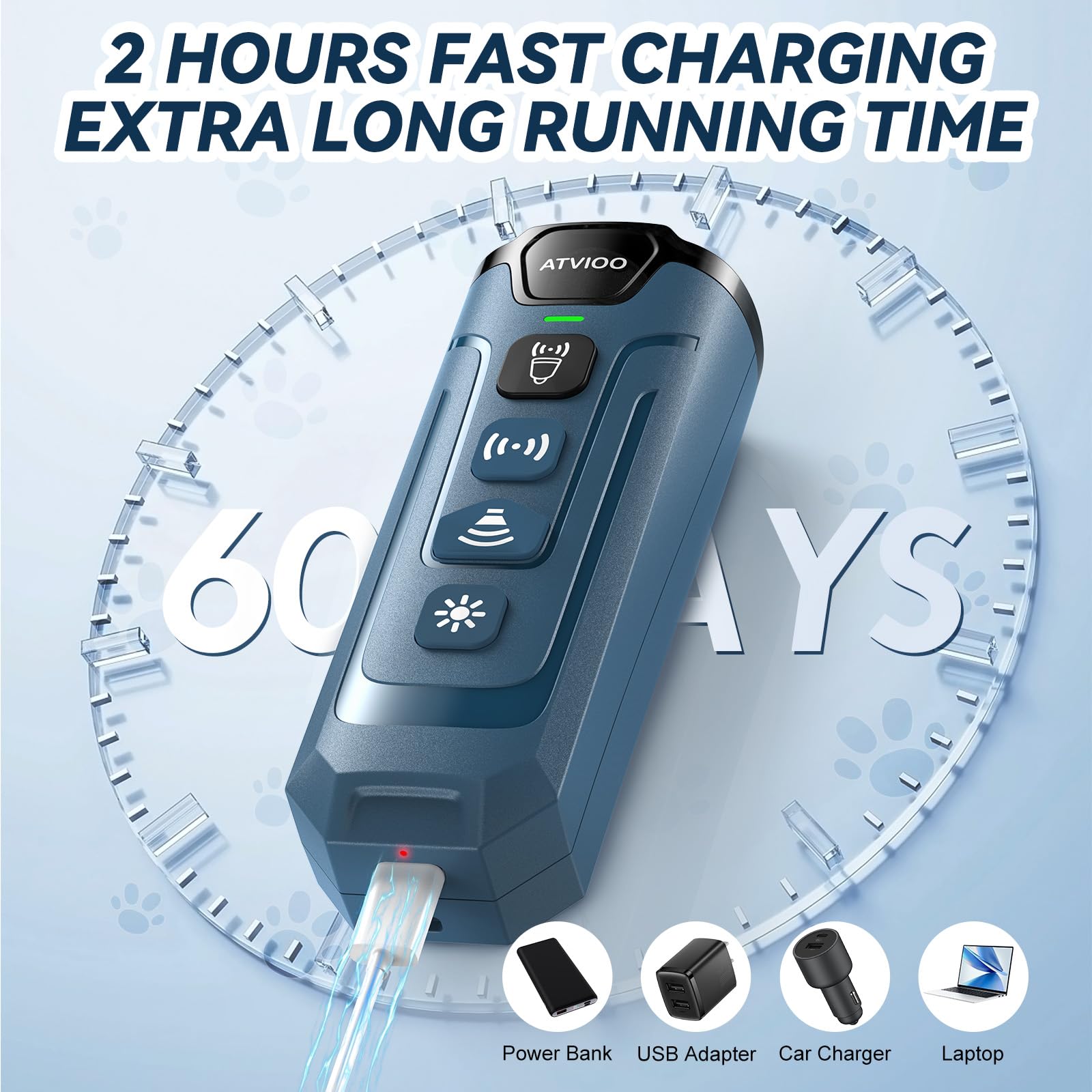 ATVIOO dog anti-barking device USB-C charging indicator