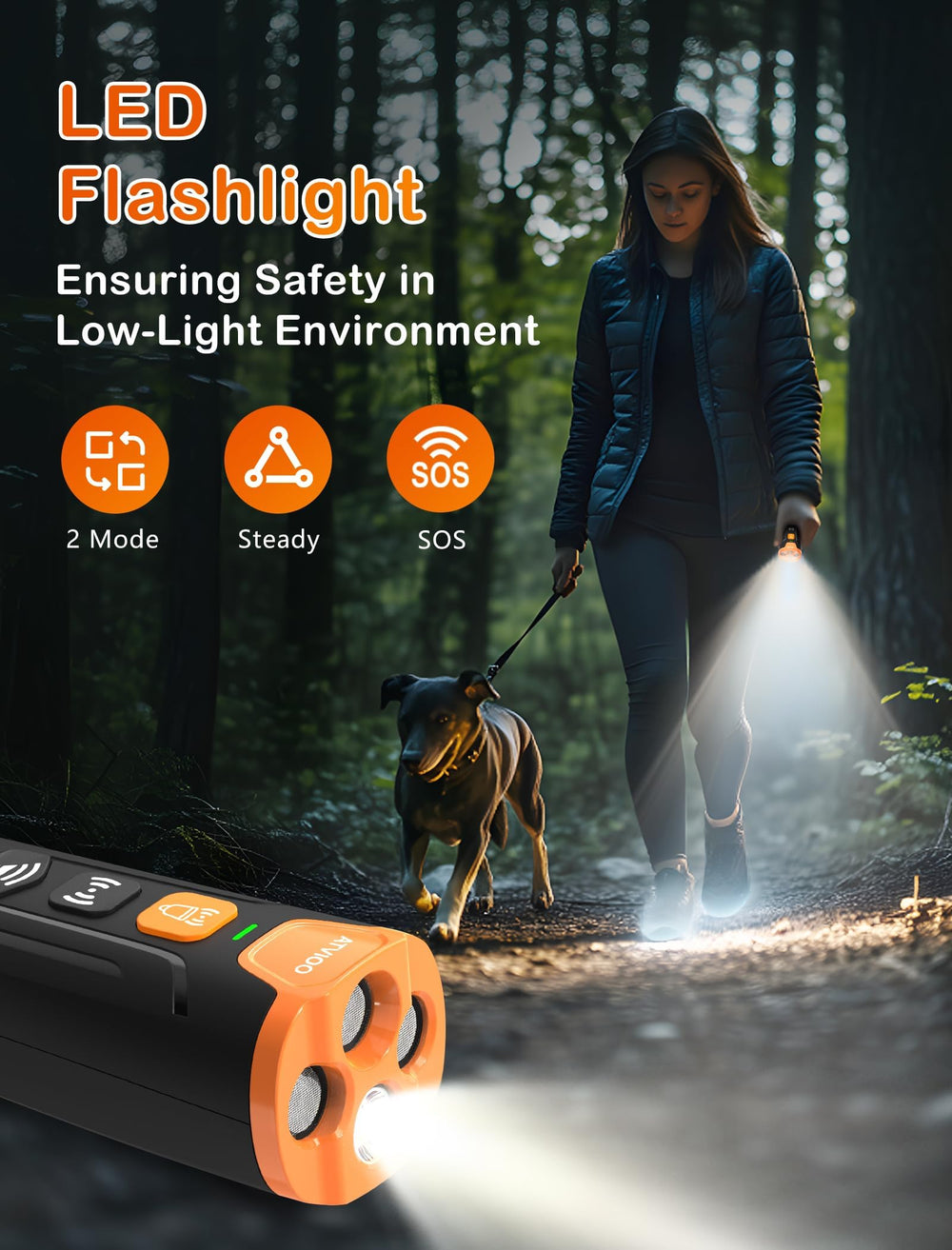 ATVIOO dog bark deterrent charging port highlights fast recharge for ongoing use