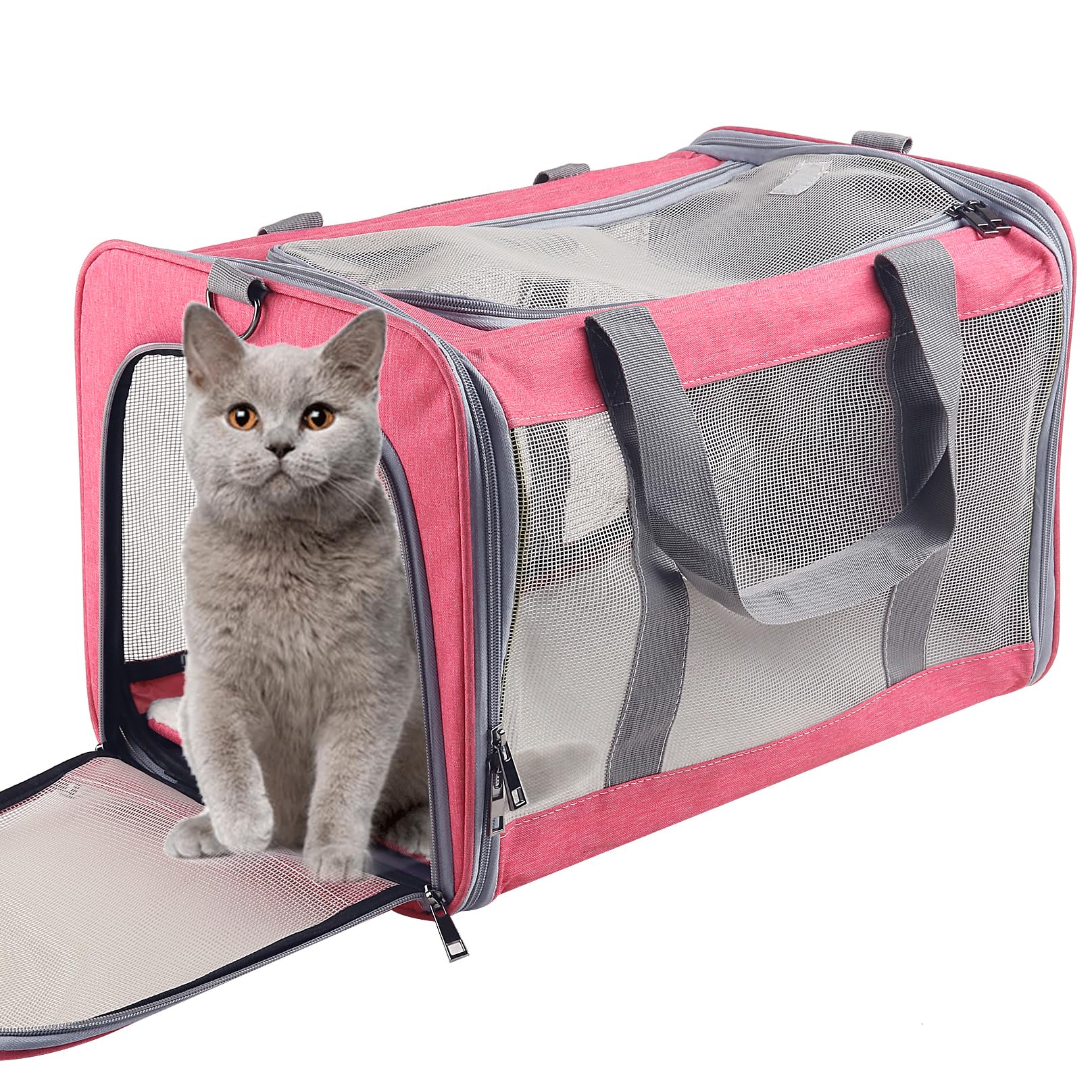 Atvobiy large cat carrier demonstrates 18-inch dimensions for safe travel with medium to large cats